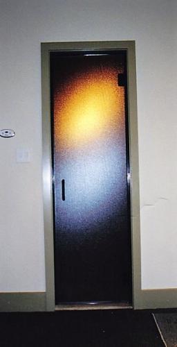 Steam door in obscure glass