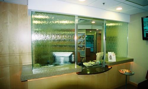Rain glass reception area